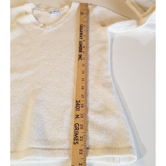 Guide Series Vintage 90s Y2K Pullover Sweater Womens M White Wool Blend V-neck - Picture 5 of 9